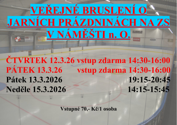 Veřejná bruslení a jarních prázdninách