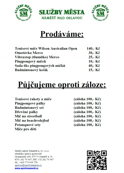 V areálu Hájek prodáváme a půjčujeme